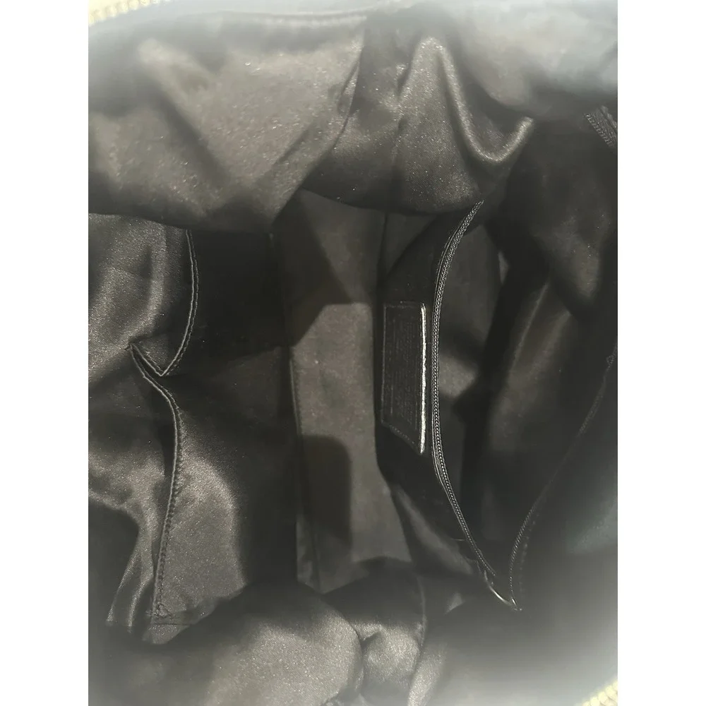 Coach Black Signature Jacquard Satchel Shoulder Crossbody Bag Patent Leather EUC